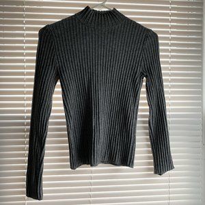 Long Sleeve Ribbed Turtle Neck - Grey, Forever 21